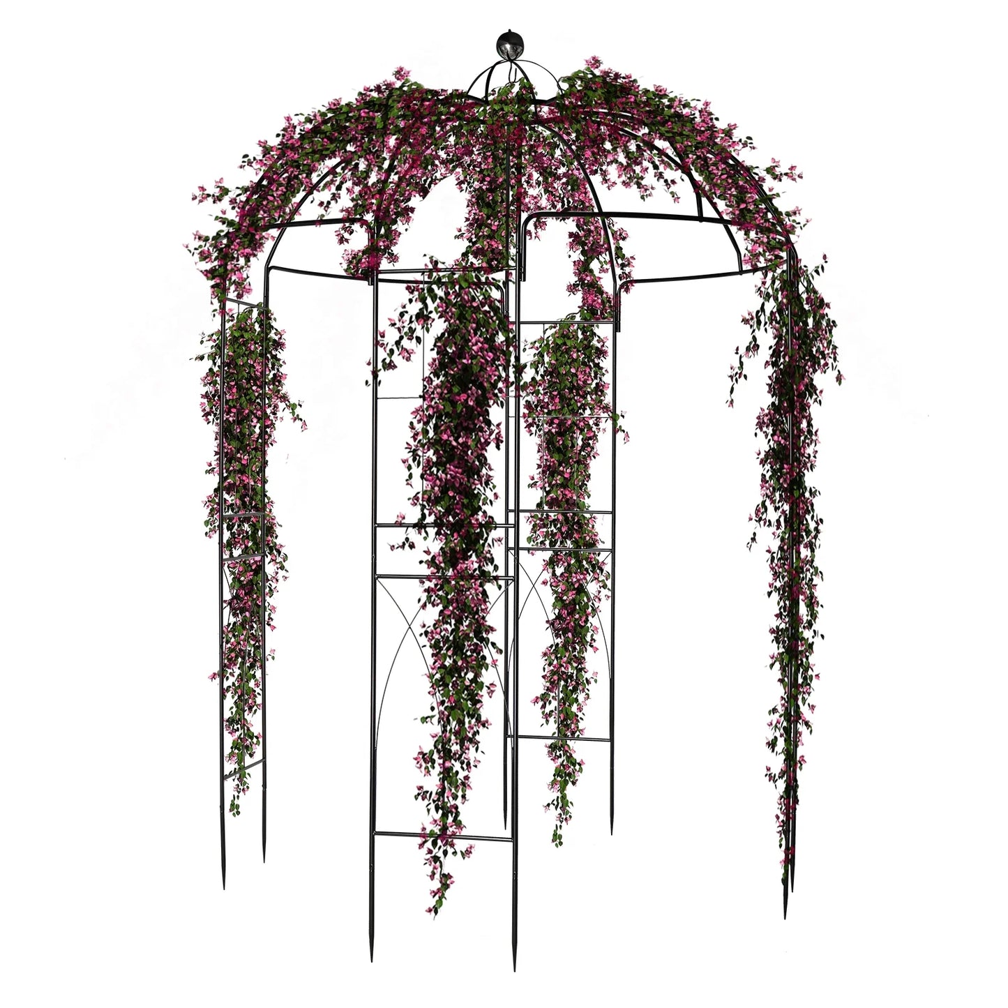 IVV Birdcage Shape Garden Arch, 8.9'Hx6.8'Dia, Pergola Plant Climbing Trellis Arbor Heavy Duty Metal Gazebo Garden Arch for Outdoor Arbor Climbing Plants Backyard Patio Wedding Ceremony, Black