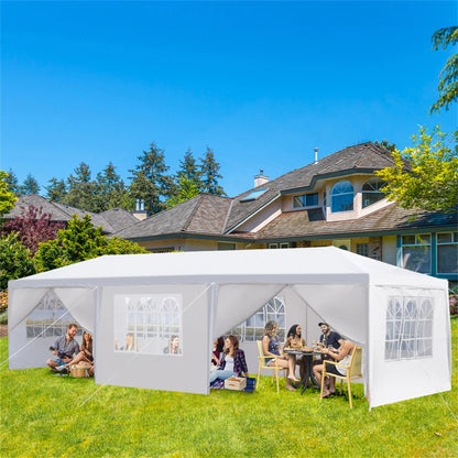 Kadyn 10'x30' Outdoor Party Tent with 8 Removable Sidewalls, Waterproof Canopy Patio Wedding Canopy, White