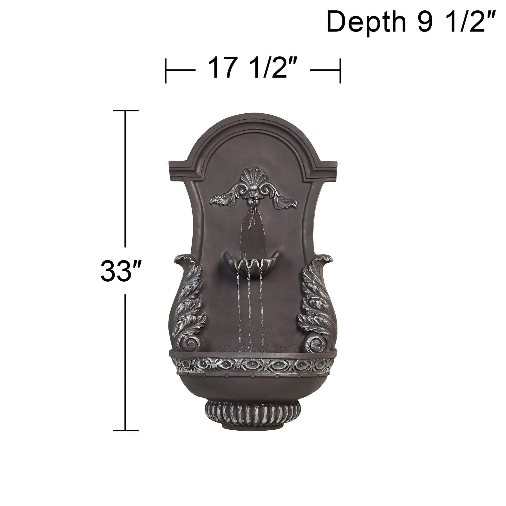 John Timberland Tivoli Grey Ornate Rustic Outdoor 2 Tier Outdoor Wall Water Fountain 33" for Yard Backyard Garden Patio Home Deck Porch House Exterior