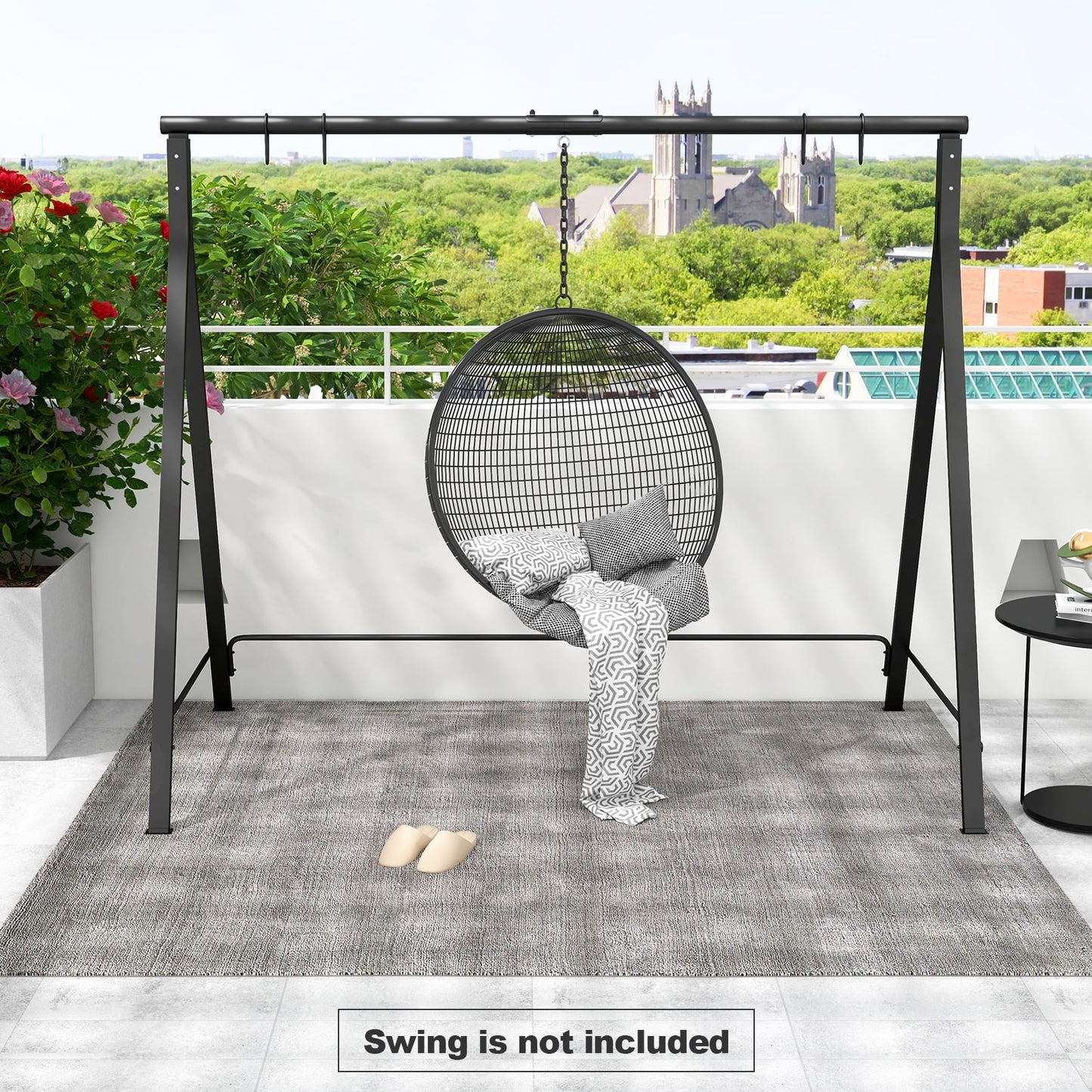 Costway Outdoor Porch Swing Frame Patio Metal Swing Stand with A-Shaped Structure
