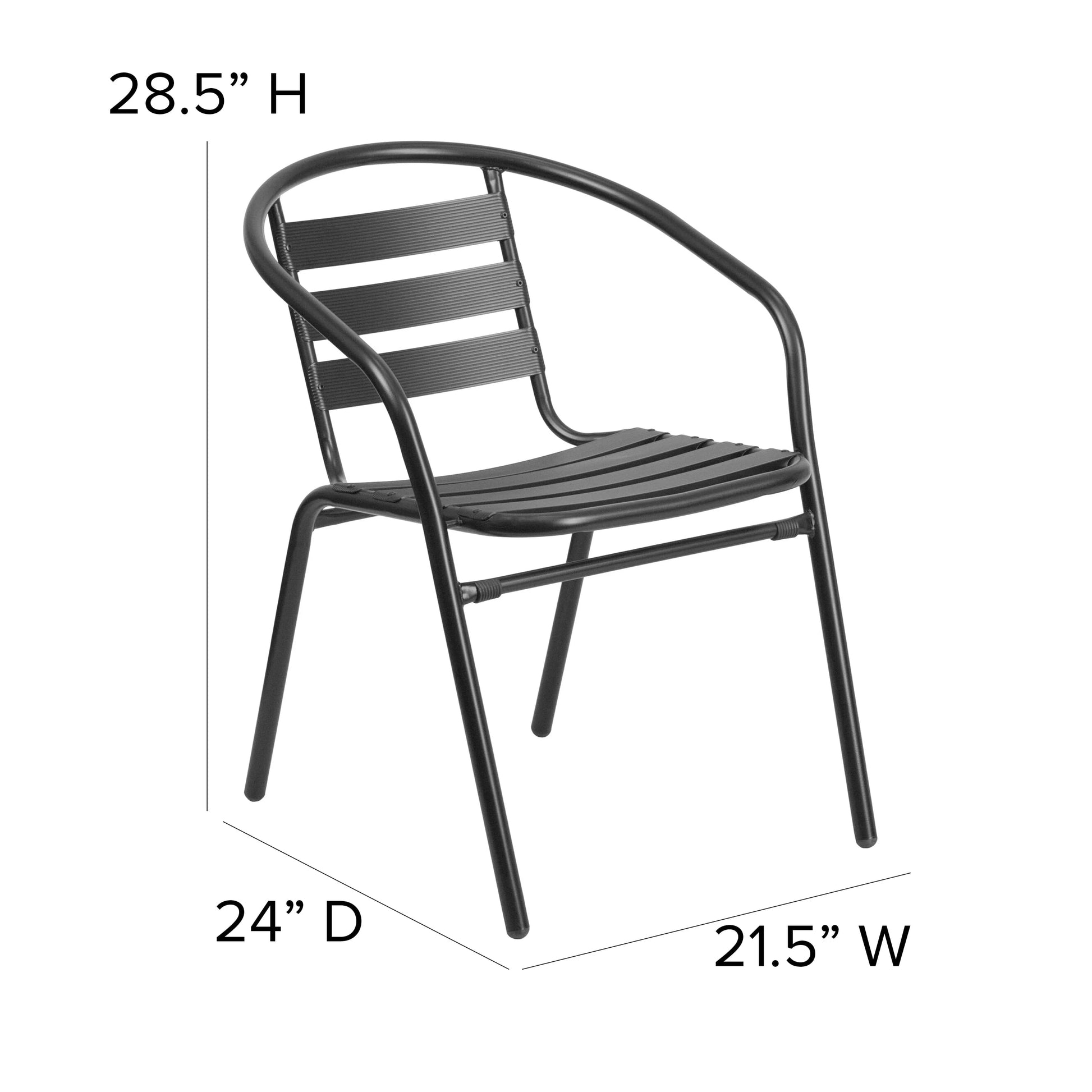 Emma + Oliver 7 Piece Patio Table & Chairs Set with 31.5"x55" Rectangular Metal Table with Tempered Glass Top and 6 Black Aluminum Stacking Chairs
