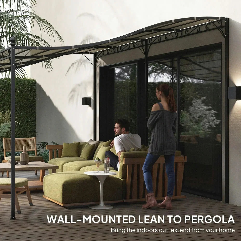 Topcobe 10' x 20' Wall-Mounted Outdoor Pergola Canopy, Metal Patio Canopy with Drainage Holes for Backyard Garden, Tents for Parties, Outdoor Canopy, Shade Canopy, Patio Canopy, Cream White