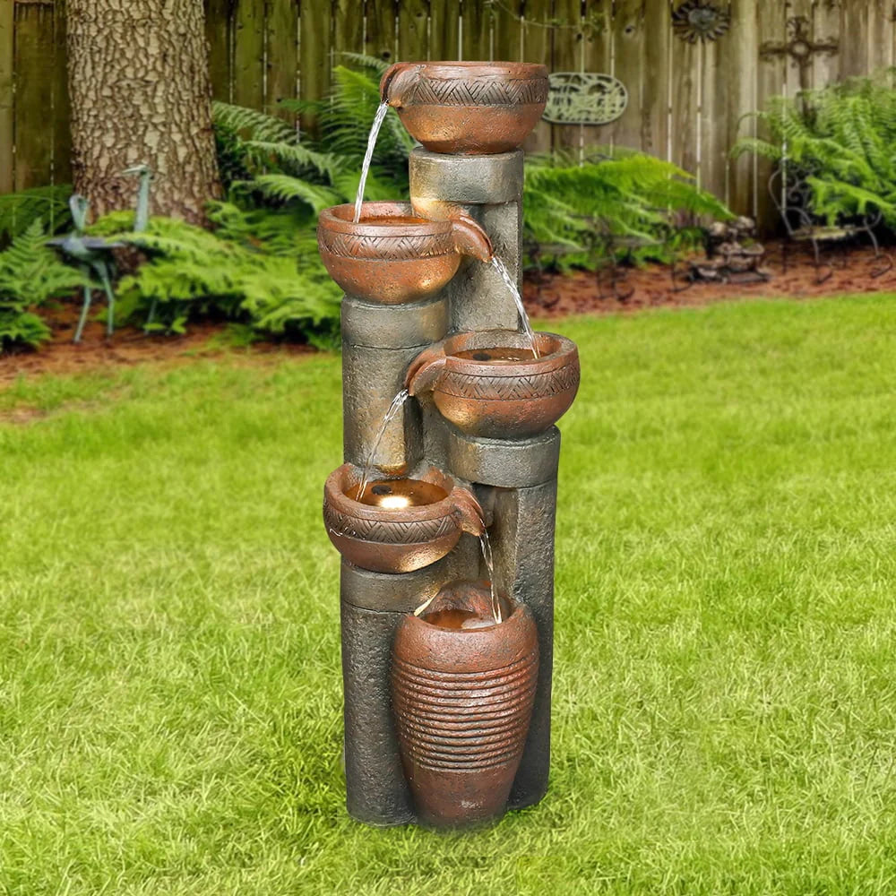 39.7’’H 5-Tier Relaxing Outdoor Indoor Garden Water Fountain Decor - for Contemporary Design for Garden, Patio, Deck, Porch, Backyard and Home Art Decor