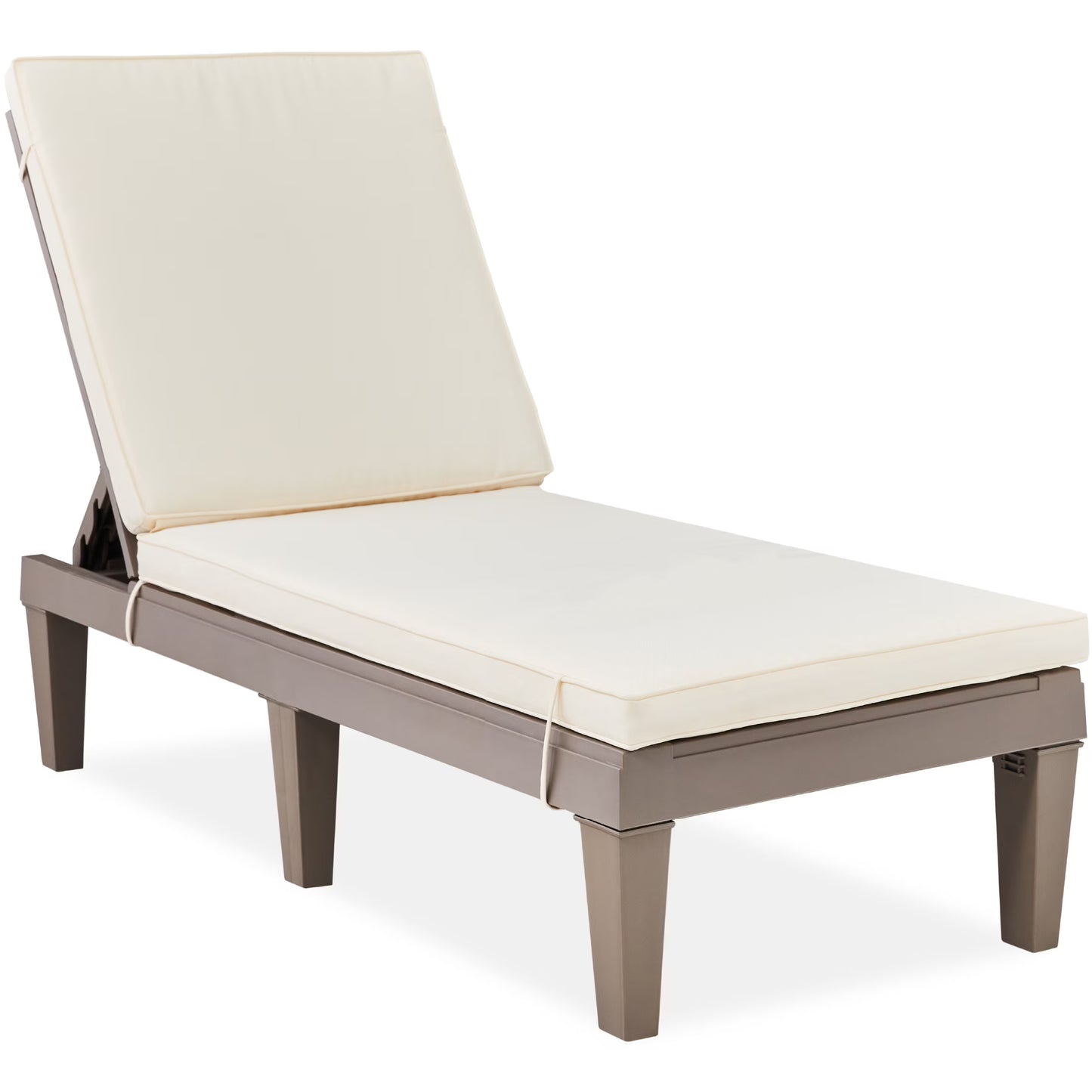 Best Choice Products Outdoor Lounge Chair, Resin Patio Chaise Lounger w/Seat Cushion, 5 Positions - Gray/Navy