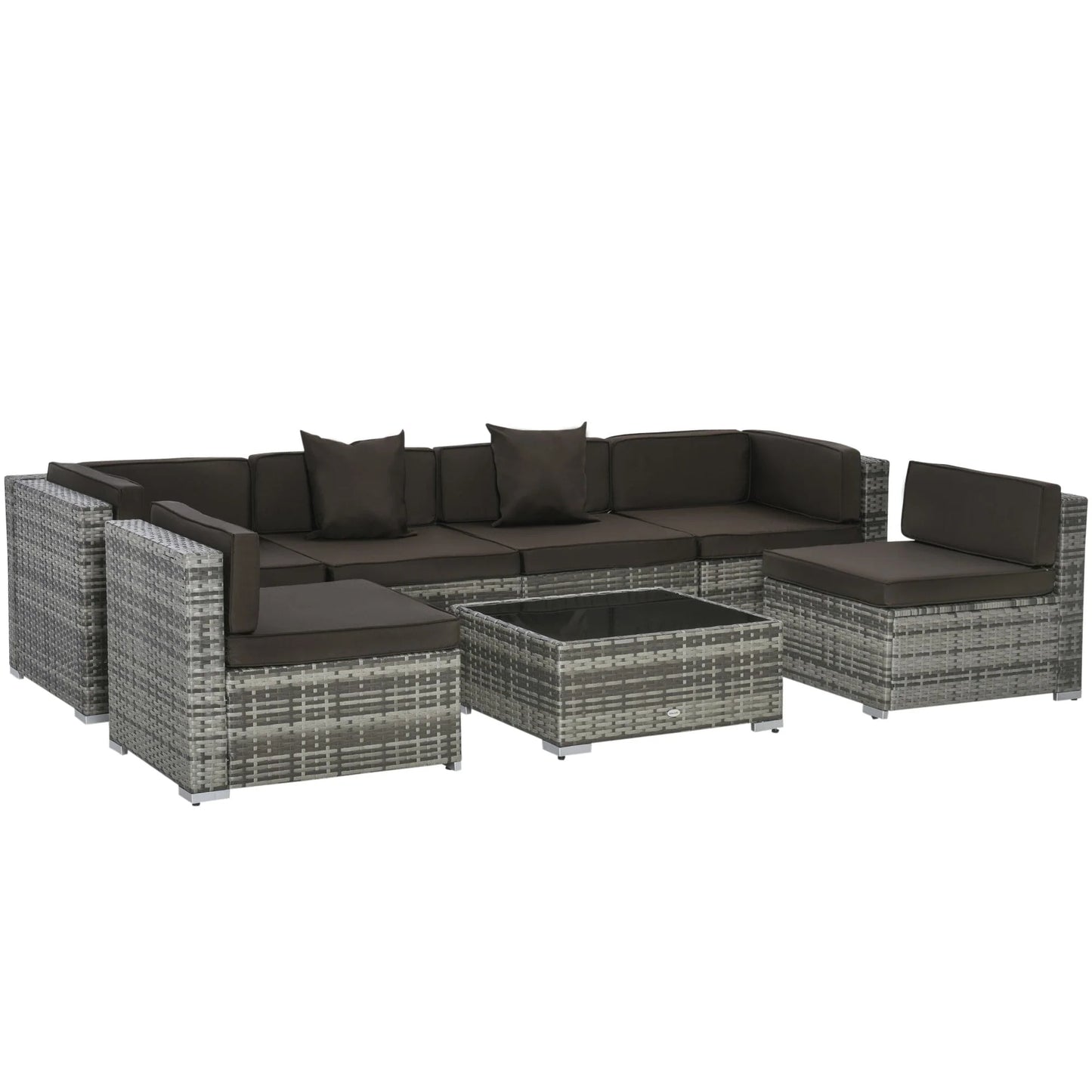 Outsunny 7pc Sectional Wicker Patio Furniture, Charcoal