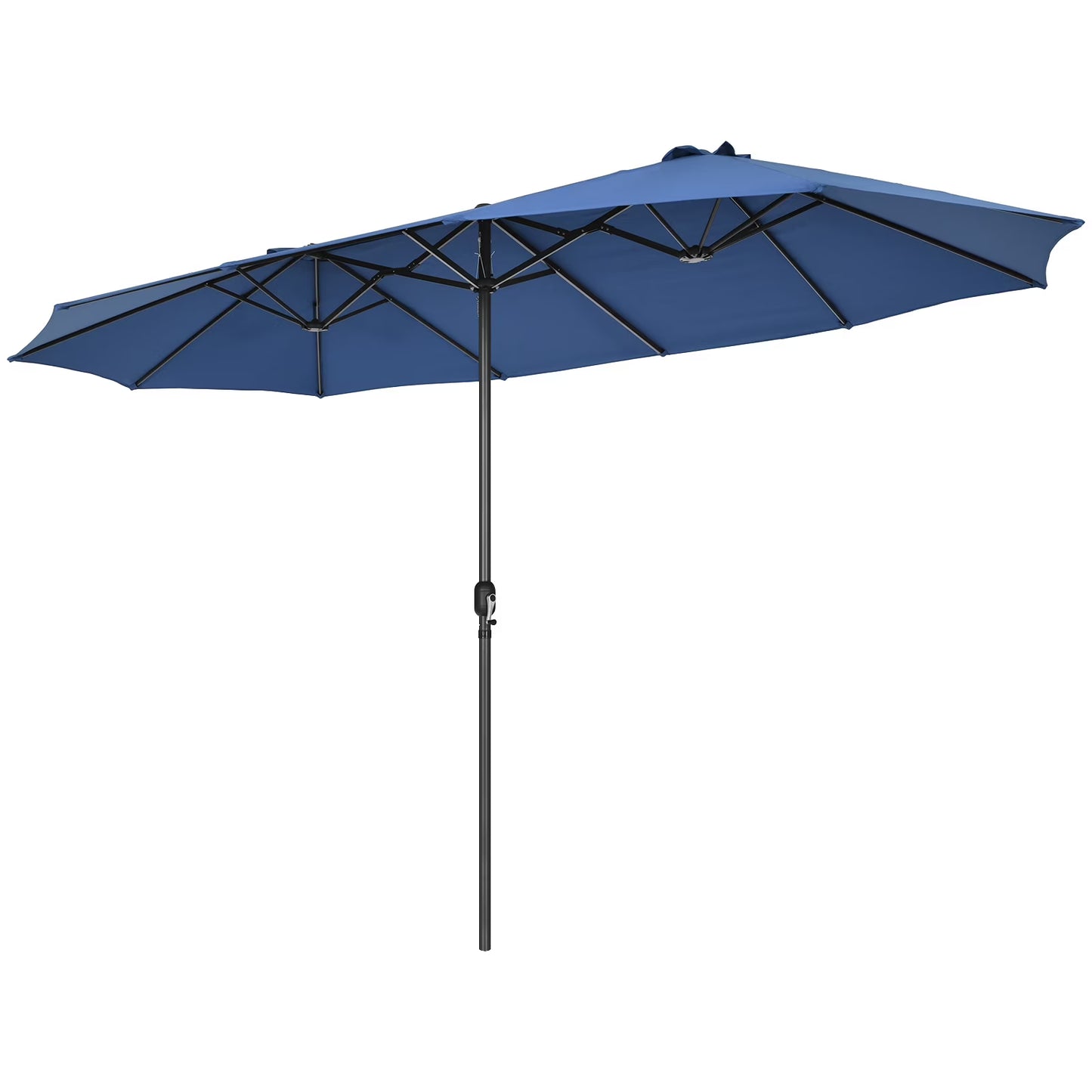 Patiojoy 15FT Double-Sided Twin Patio Umbrella Extra-Large Market Umbrella for Outdoor Navy