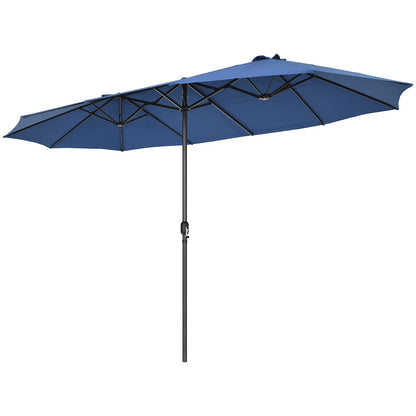 Patiojoy 15FT Double-Sided Twin Patio Umbrella Extra-Large Market Umbrella for Outdoor Navy