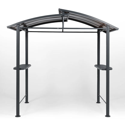 Aoodor 8 x 5 ft. Hardtop BBQ Grill Gazebo Shelter with Side Shelves for Outdoor Patio Cooking and Barbecue