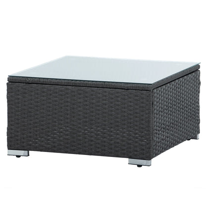 7 Pieces Outdoor Patio Furniture Set, Outdoor Sectional Rattan Sofa, PE Manual Weaving Wicker Patio Conversation Set with Cushion, Glass Table, Pillow, Dark Gray