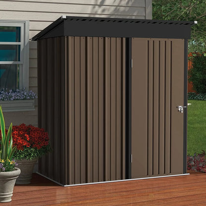 Vitesse Outdoor 5' x 3' Storage Metal Shed, Steel Garden Shed with Single Lockable Door, Tool Storage Shed House for Backyard, Patio, Lawn