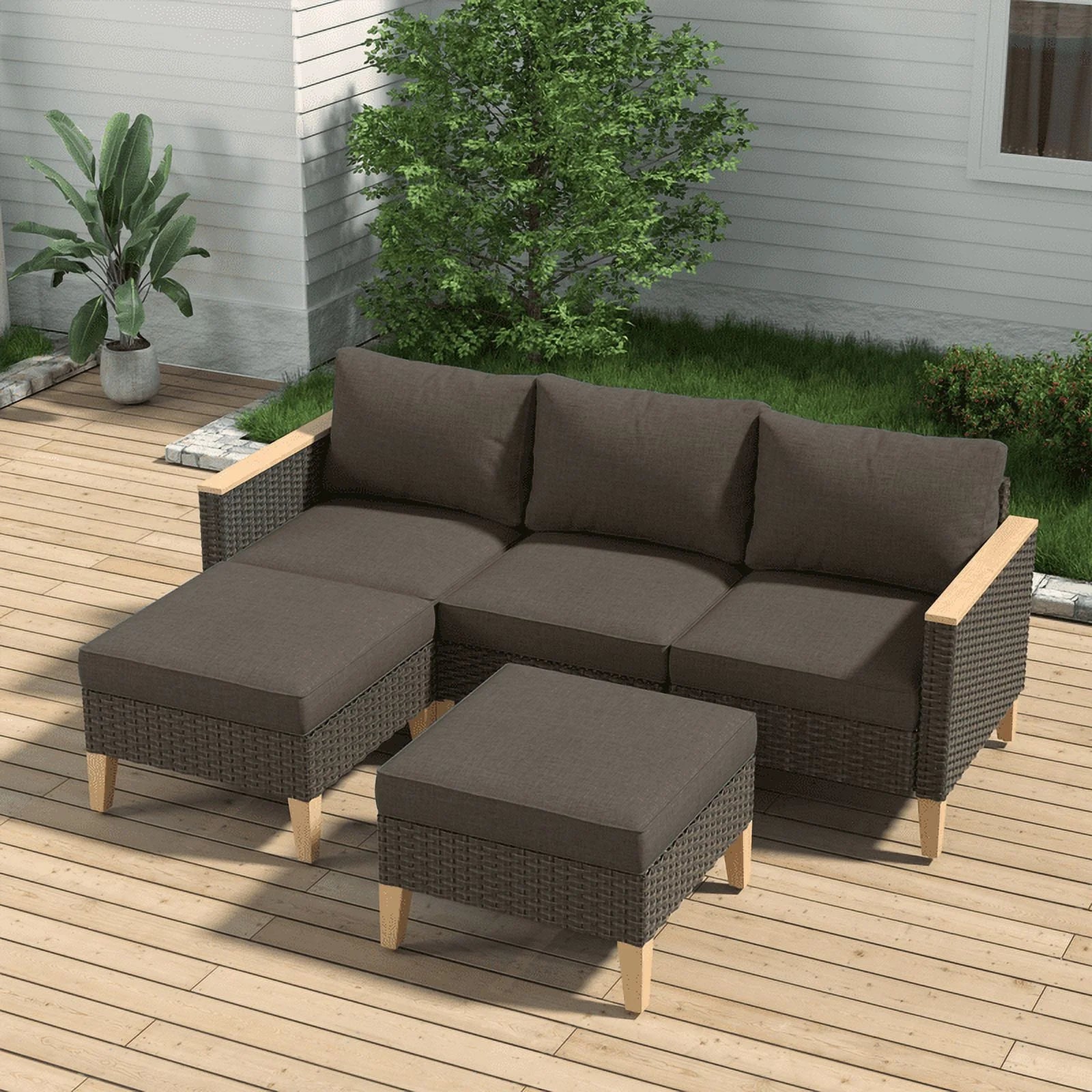 POCASSY 92.71" Wide Outdoor Reversible Patio Sectional with Cushions