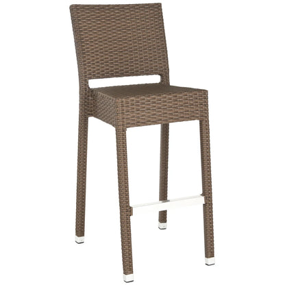 SAFAVIEH Bethel Contemporary Outdoor Patio Rattan Bar Stool, White