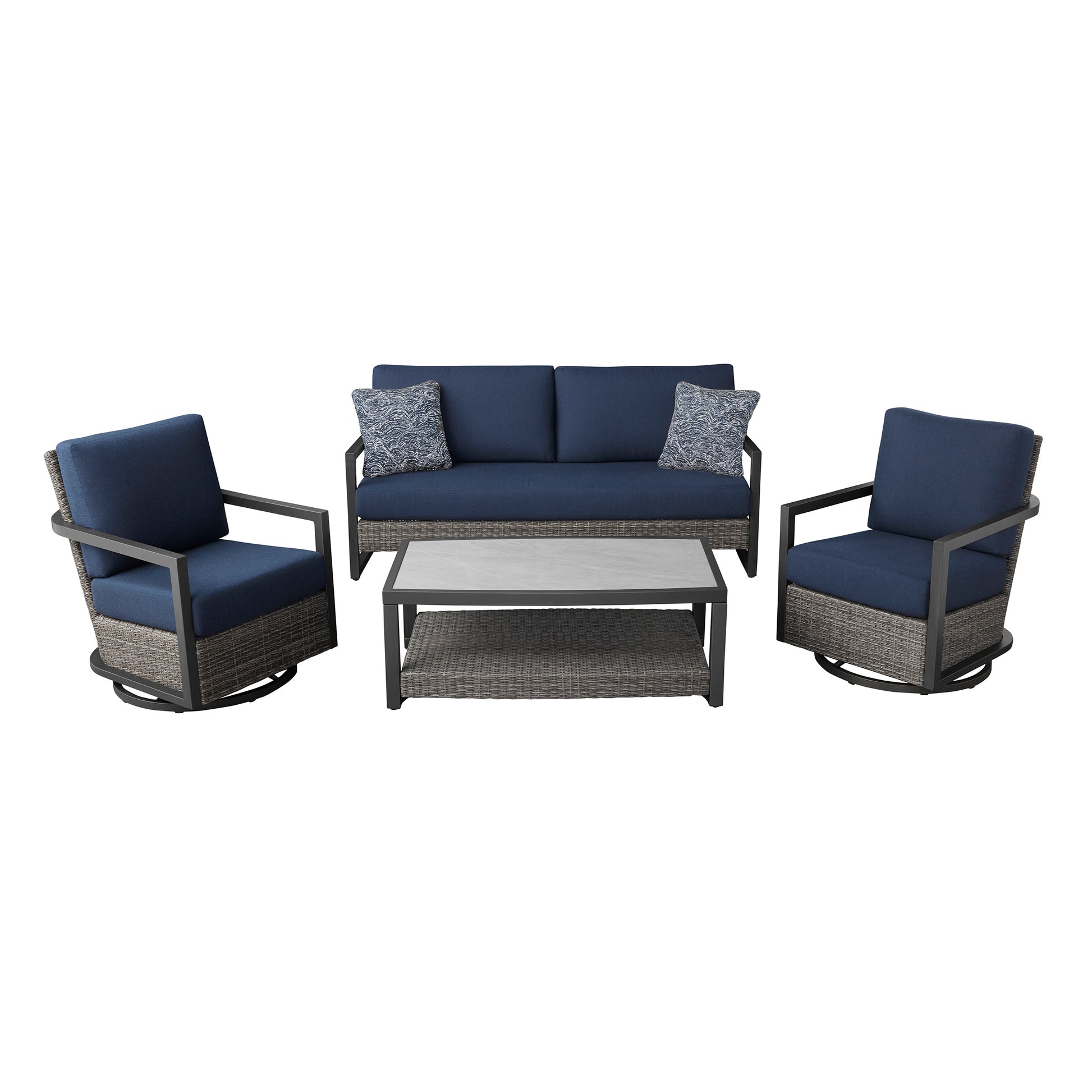 Agio Luna 4-piece Outdoor Patio Woven Deep Seating Set