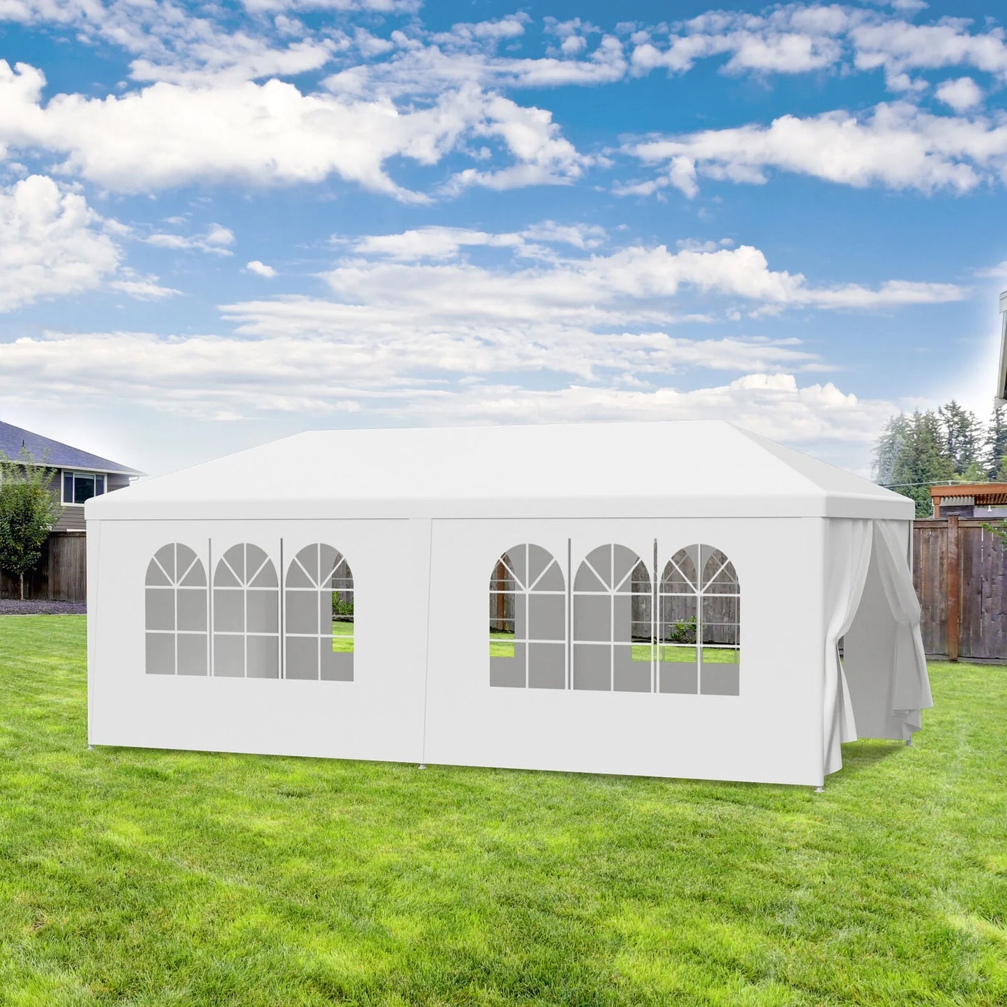10' x 20' Outdoor Party Tent, Heavy Duty Canopy Event Wedding Tent for Parties Backyard Patio, White