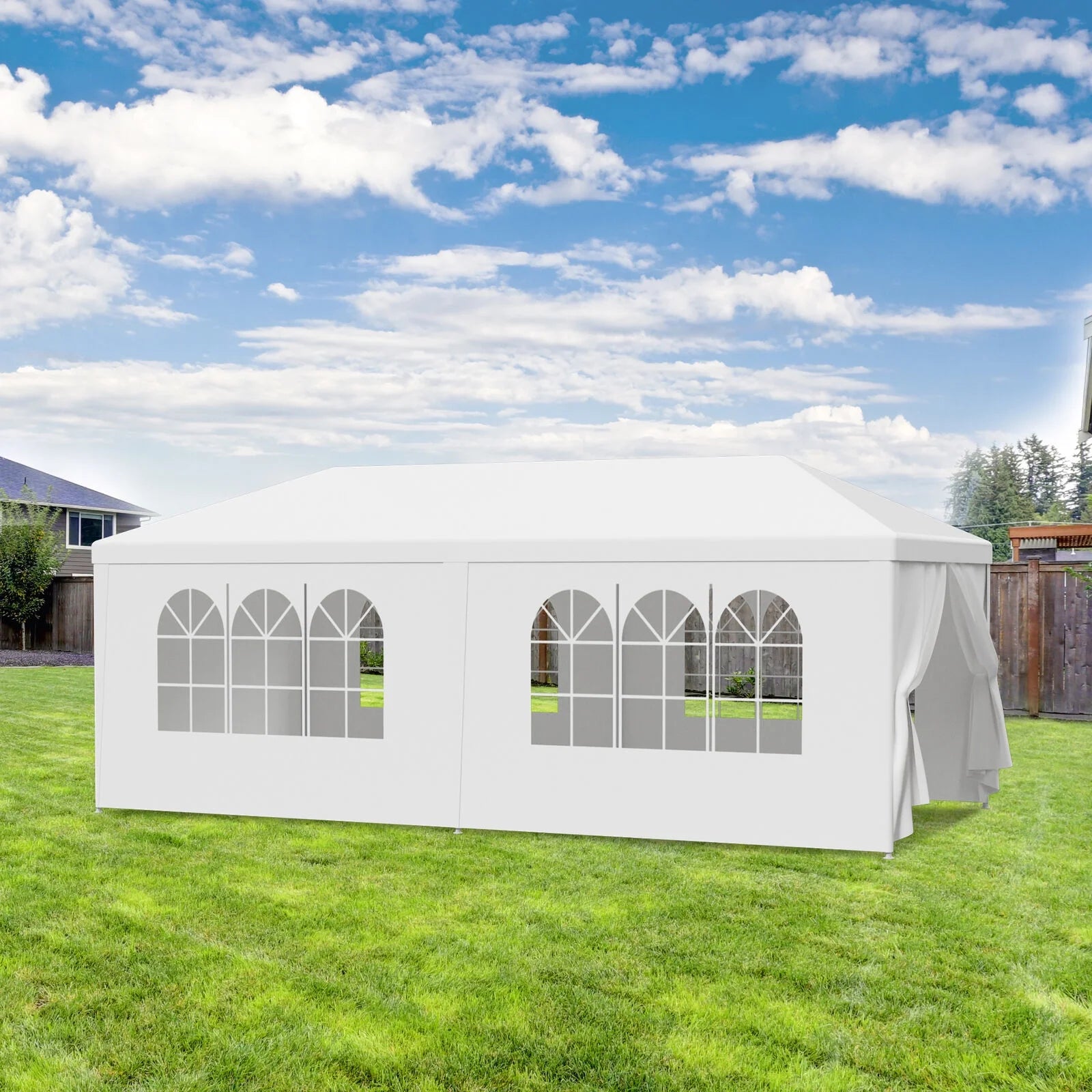 10' x 20' Outdoor Party Tent, Heavy Duty Canopy Event Wedding Tent for Parties Backyard Patio, White