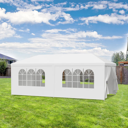 10' x 20' Outdoor Party Tent, Heavy Duty Canopy Event Wedding Tent for Parties Backyard Patio, White