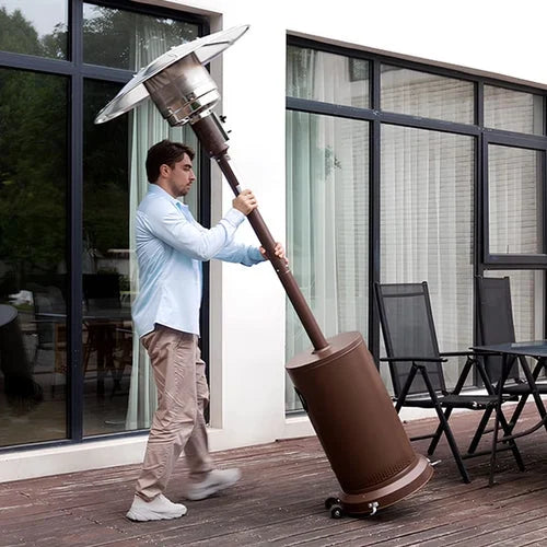 EAST OAK 48,000 BTU Patio Heater Outdoor Propane Heaters with Wheels Portable for Home Commercial Use, Wheels, Coffee