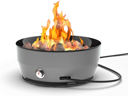 Outland Living Large Outdoor Propane Gas Fire Pit for Outside, 60,000 BTU/h, 24 inch with Lid - Modern Lake Country 800 Fire Bowl Firepit for Patio, Graphite Gray