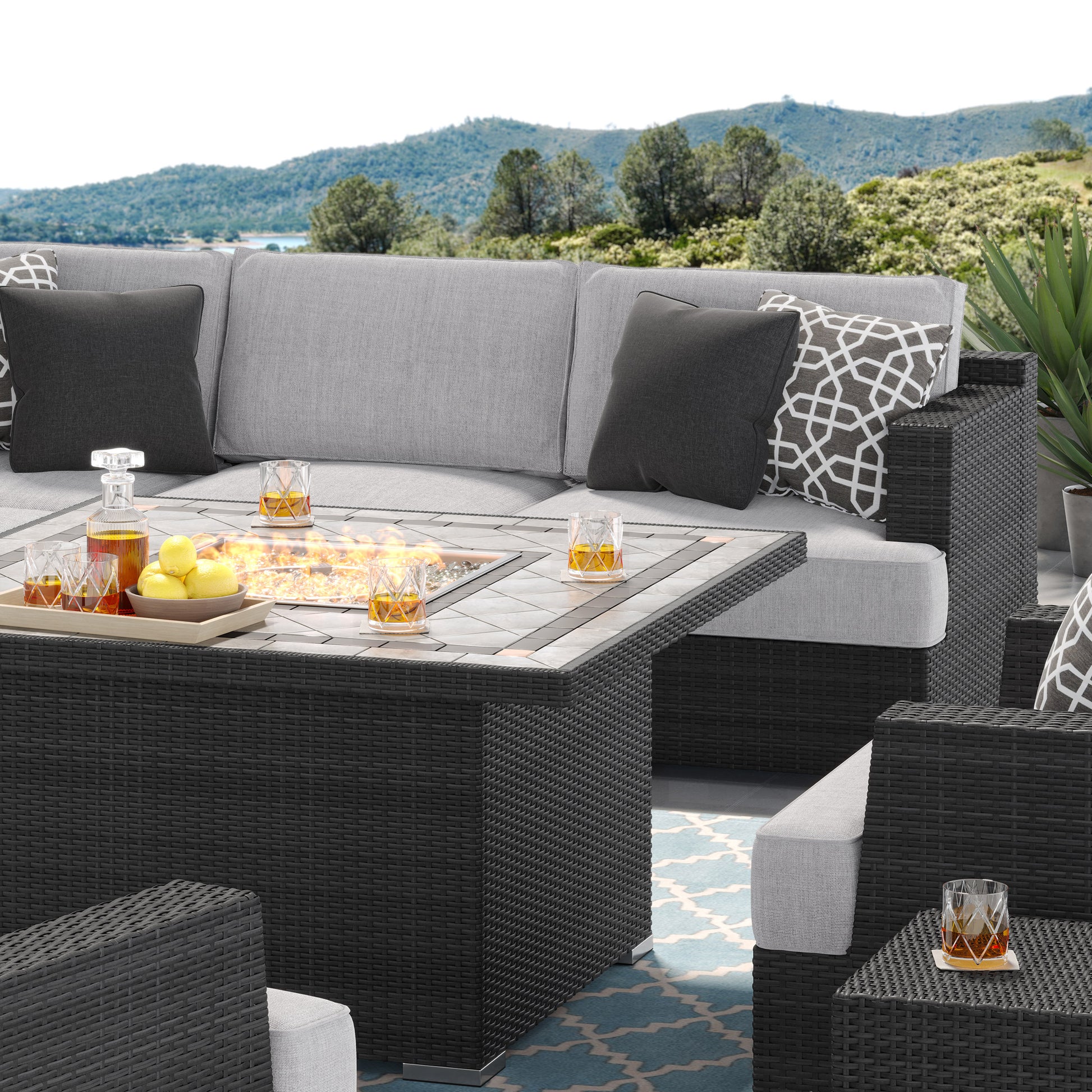 Sirio Niko 9-piece Fire Outdoor Patio Seating Set