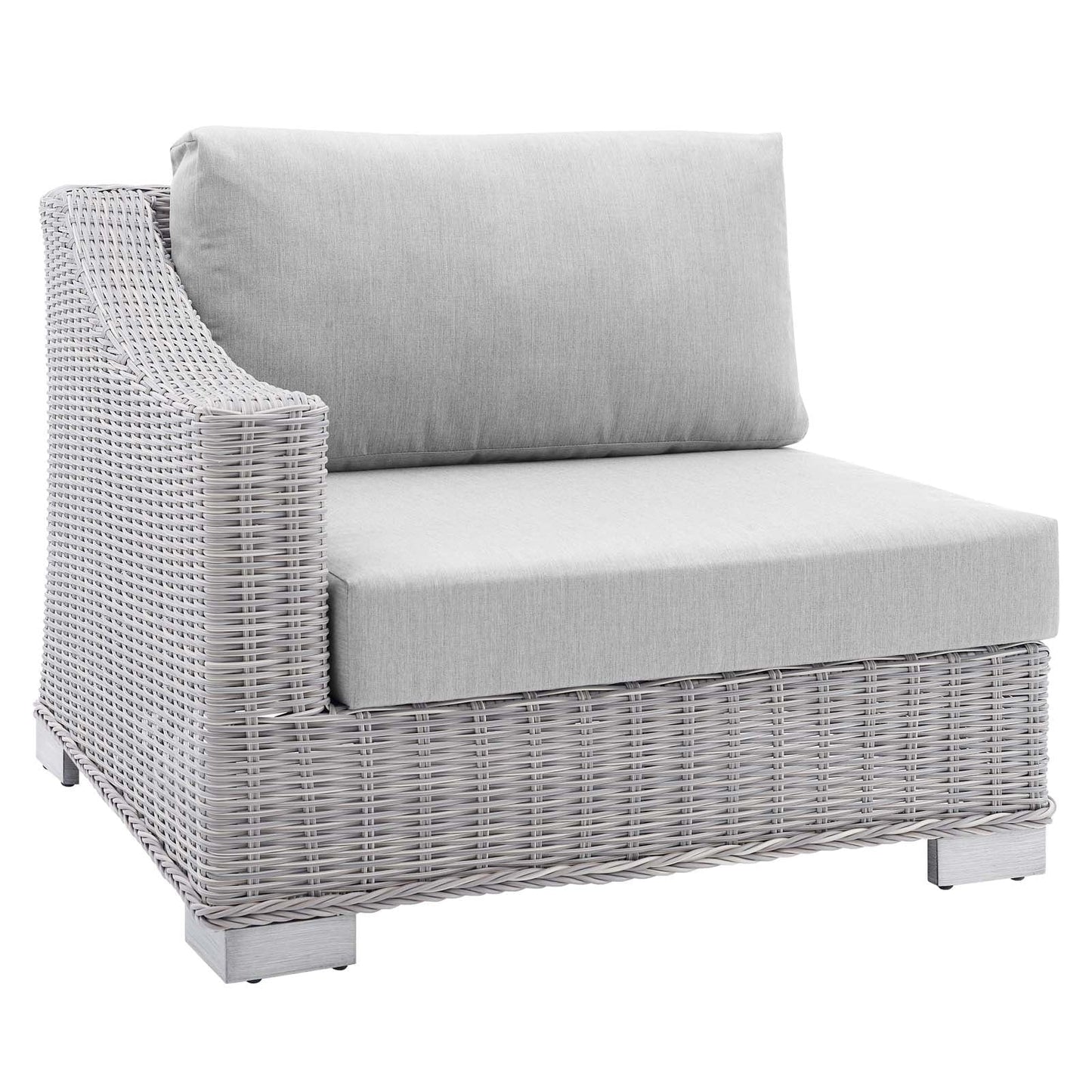 Modway Conway Sunbrella® Outdoor Patio Wicker Rattan 9-Piece Sectional Sofa Set in Light Gray Gray