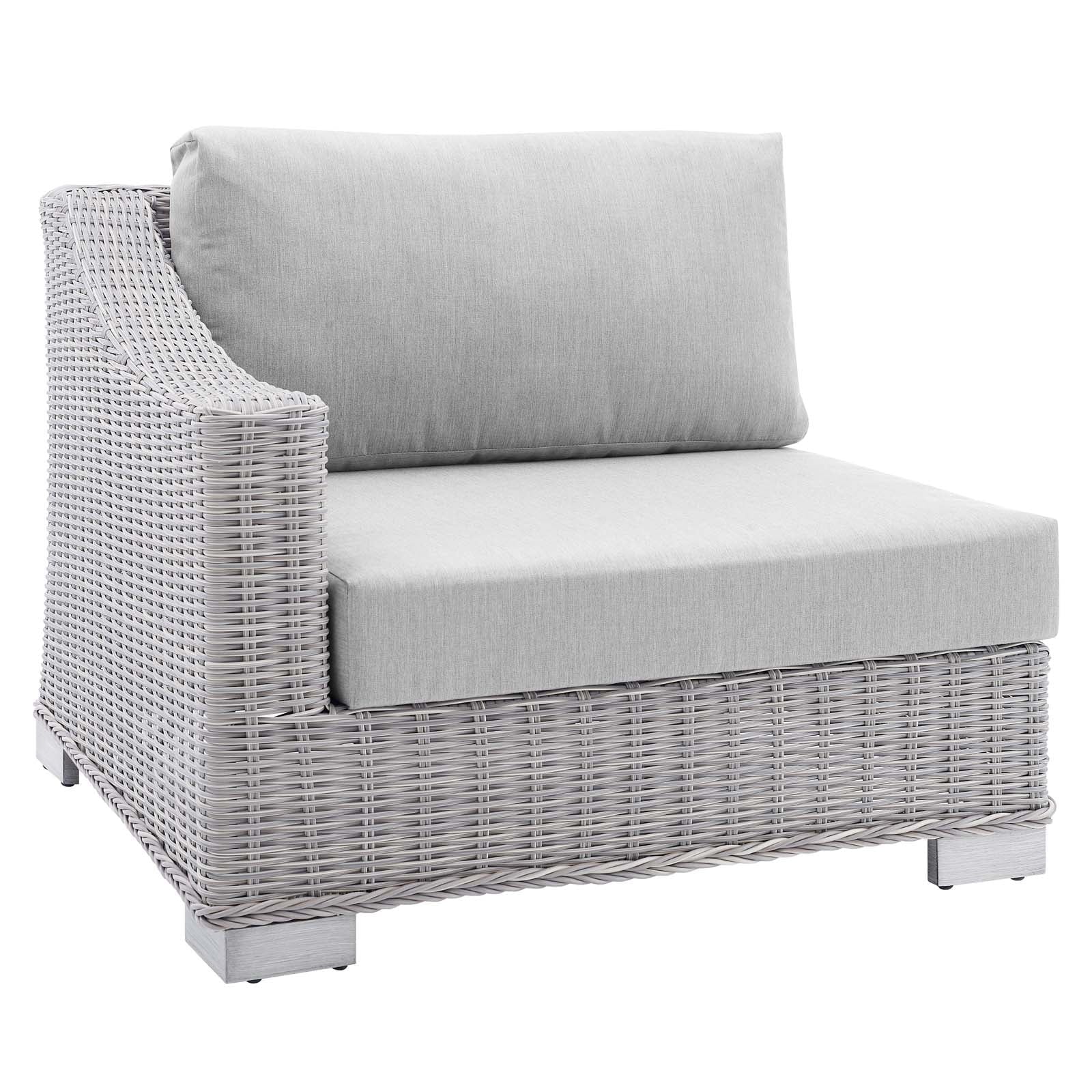 Modway Conway Sunbrella® Outdoor Patio Wicker Rattan 9-Piece Sectional Sofa Set in Light Gray Gray