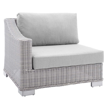 Modway Conway Sunbrella® Outdoor Patio Wicker Rattan 9-Piece Sectional Sofa Set in Light Gray Gray