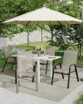 Ataucjin Stackable Dining Chairs Set of 4, High-Back Patio Dining Chairs Set, Outdoor Chairs with Textilene Fabric & Metal Frame for Lawn Backyard Deck Garden
