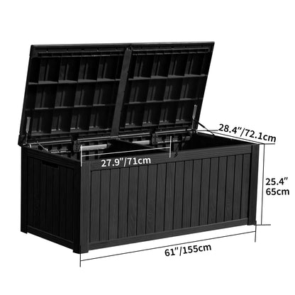 Uforic 150 Gallon Outdoor Storage Deck Box , Large Outdoor Storage Organized w/Divider,for Patio Furniture,Garden Tools, Black