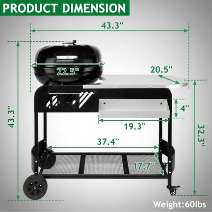 Clearance Enyopro Charcoal Grill! Portable BBQ Charcoal Grill with Porcelain-Enameled Lid and Thermometer for patio, pool, Backyard and camping