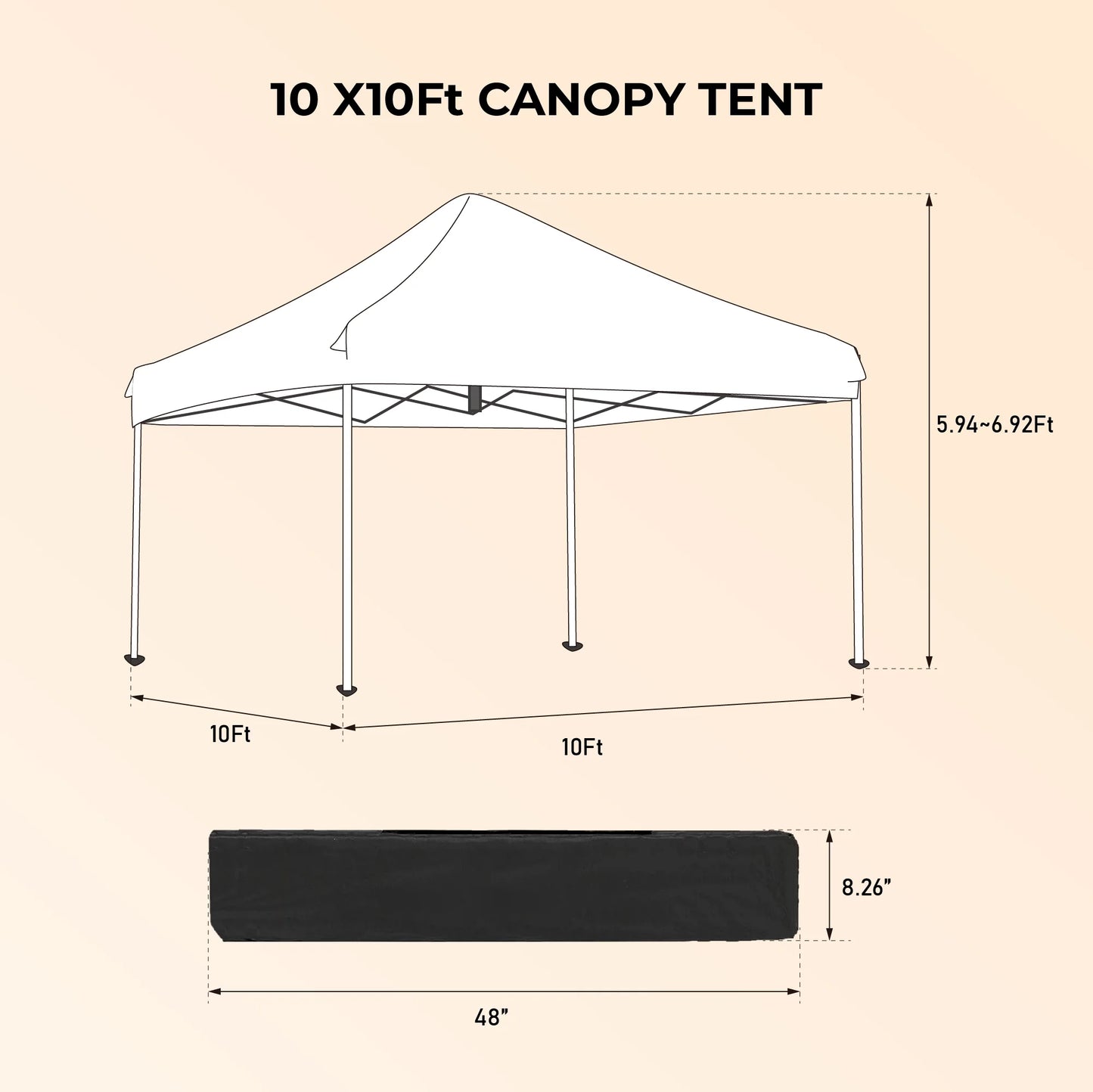 IVV 10x10FT Pop Up Canopy Tent, Outdoor Instant Slant Legs Gazebo Shelter with Carrying Bag, Portable for Patio Deck Garden and Beach - Blue