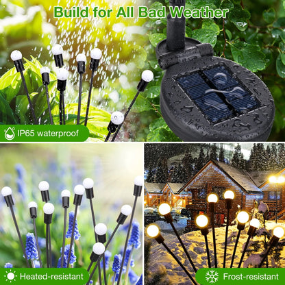 ThorFire 4pcs Solar Garden Lights 8 Head 2 Modes IP65 Waterproof Landscape Lighting Solar Powered Wind-Driven Swing Warm Light for Patio Pathway Yard Walkway