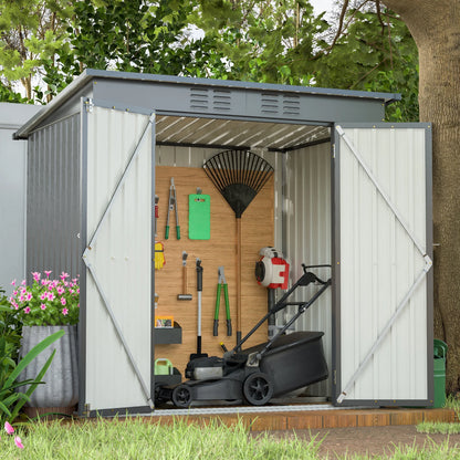 6 x 4 ft Outdoor Storage Shed with Floor Frame, Storage Sheds for Outside with Lockable Door, All Weather Garden Tool Shed with Air Vent for House Backyard Patio Lawn, Black