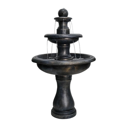 2 Tiered Floor Waterfall Fountain with Pump for Outdoor Patio Garden