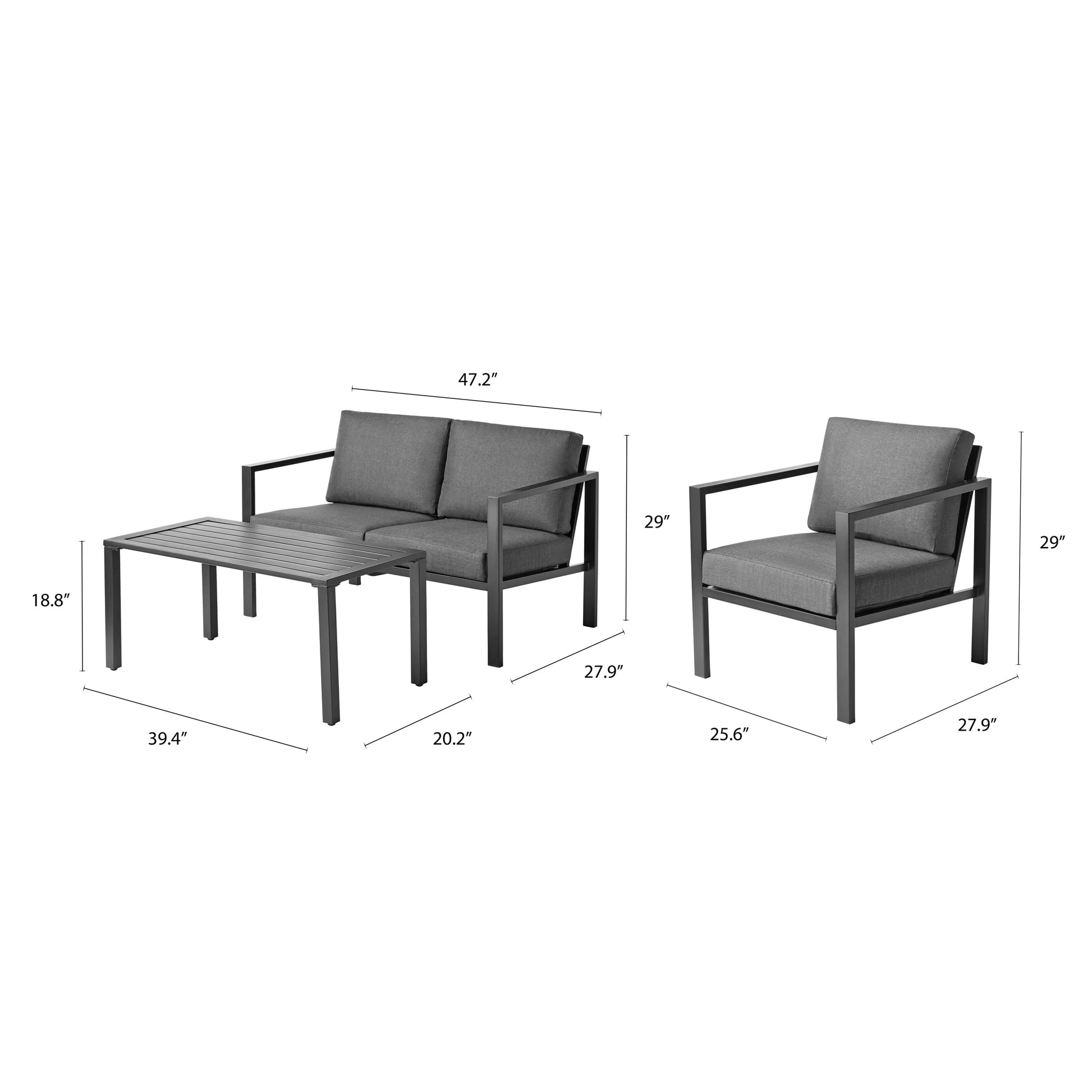 Mainstays Dashwood 4-Piece Outdoor Patio Conversation Set, Seats 4, Gray