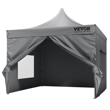 HCY 10x10 FT Pop up Canopy with Removable Sidewalls, Instant Canopies Portable Gazebo & Wheeled Bag, UV Resistant Waterproof, Enclosed Canopy Tent for Outdoor Events, Patio, Backyard, Party, Camping