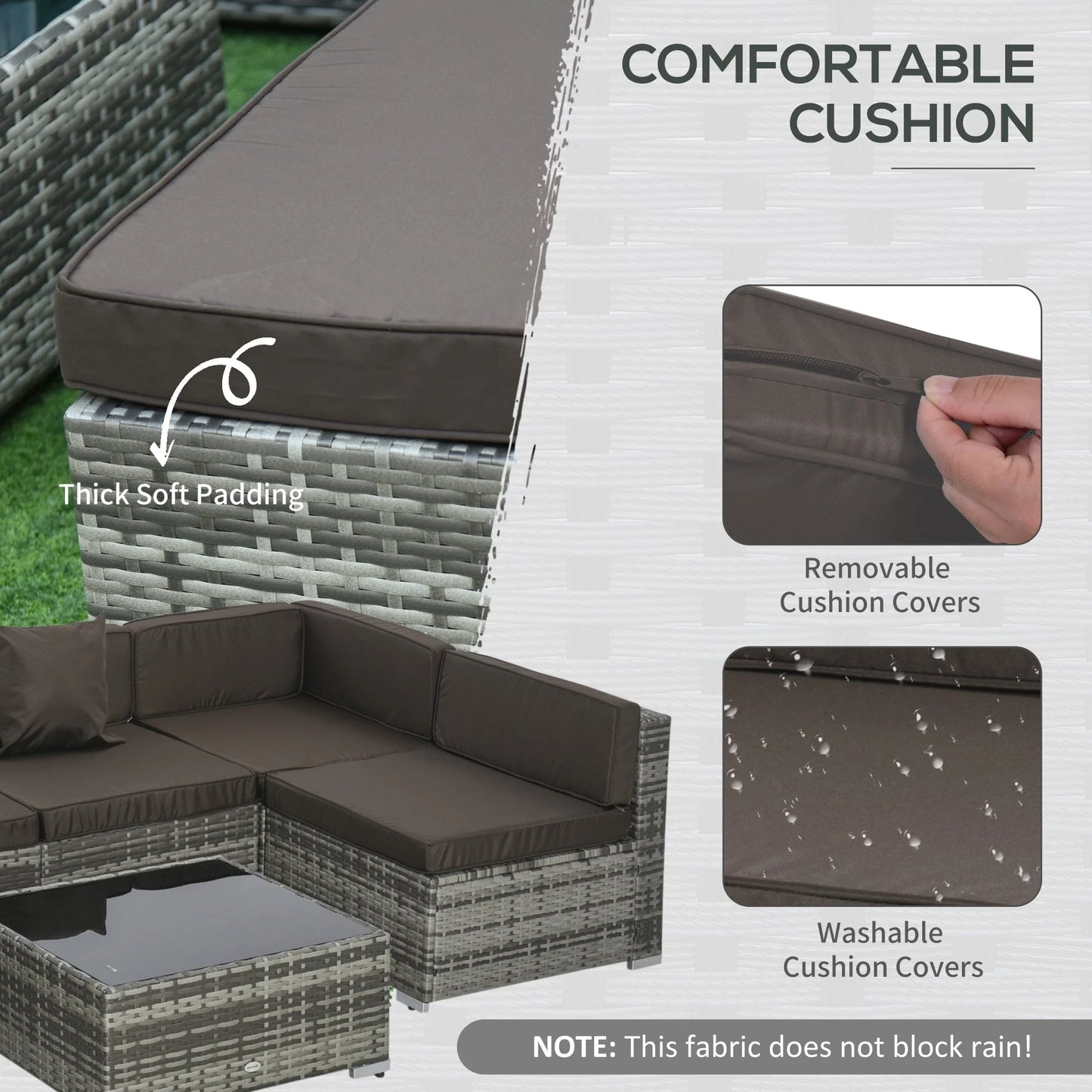 Outsunny 7pc Sectional Wicker Patio Furniture, Charcoal