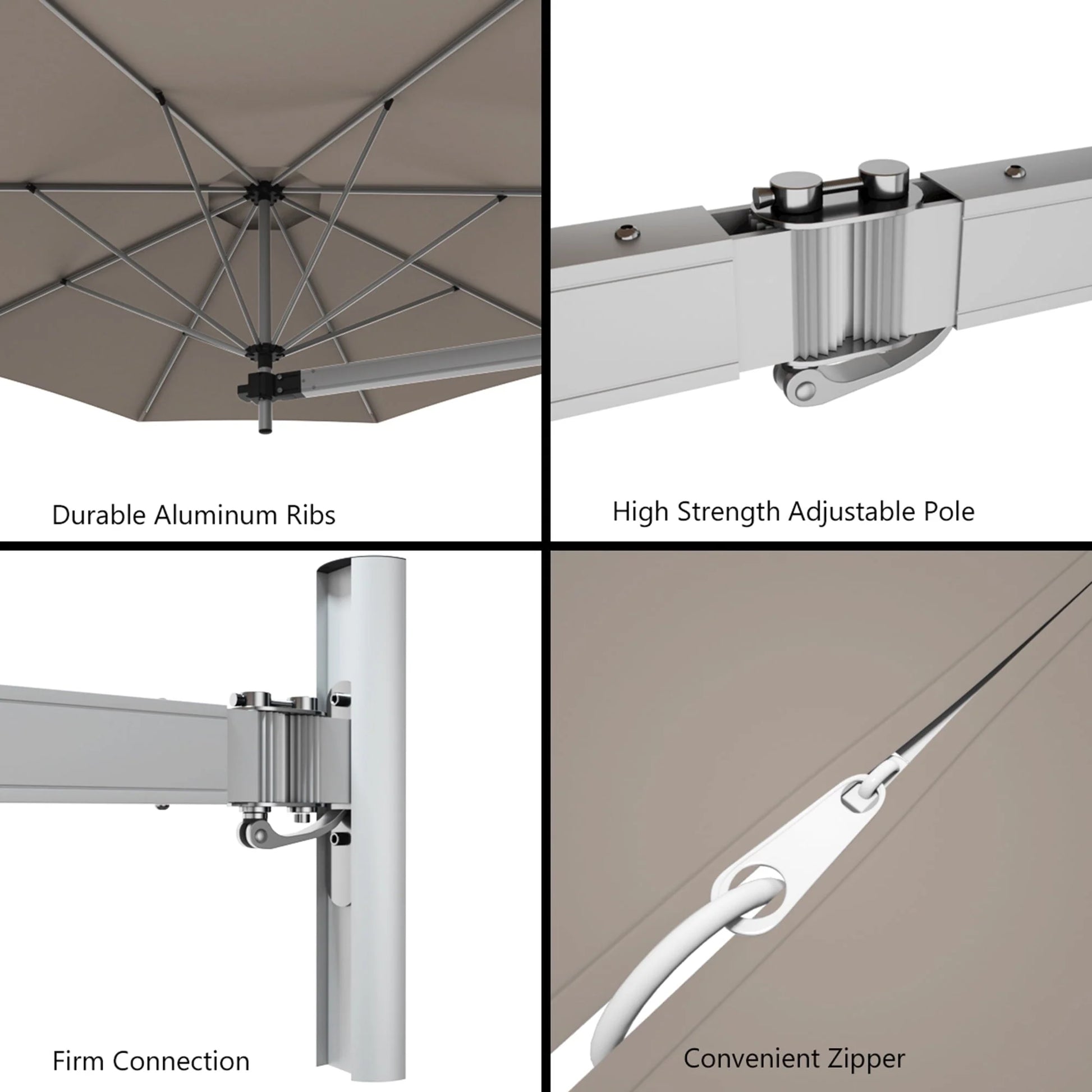 Gymax 8FT Patio Wall Mounted Cantilever Umbrella Parsol w/Adjustable Pole Tan