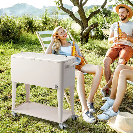 UBesGoo Patio Cooler Cart Keep Your Beverages Cold and Refreshing with this Convenient Rolling Cooler Cart,Rolling Cooler Cart