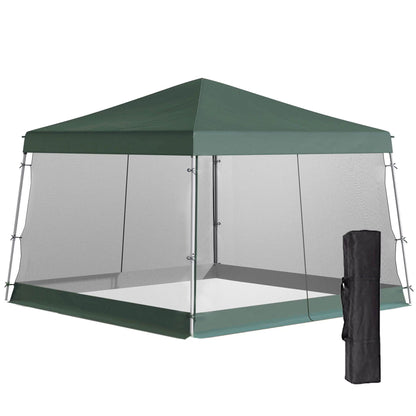 DUOSONG Outsunny Slant Leg Pop Up Canopy Tent With Netting And Carry Bag, Instant Sun Shelter, Tents For Parties, Height Adjustable, For Outdoor, Garden, Patio, (11.5'X11.5' Base/10'X10' Top),