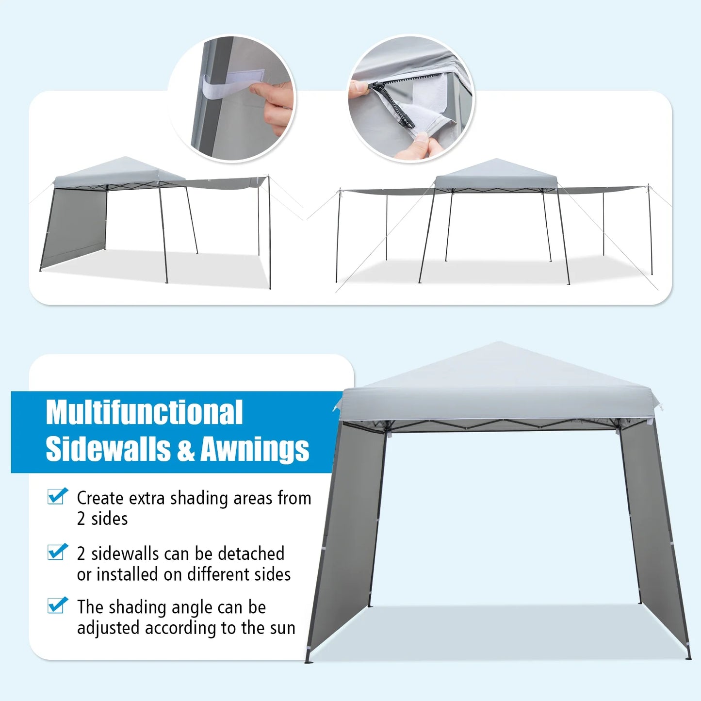 Gymax Patio 10 x 10FT Instant Pop-up Canopy Folding Tent w/Sidewalls & Awnings Outdoor