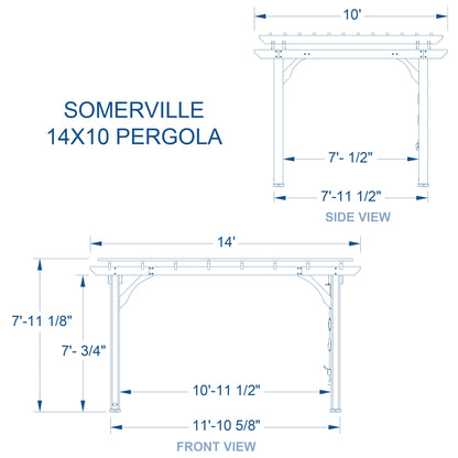 Backyard Discovery Somerville 14x10' Cedar Wood Patio Pergola Kit, Trellis Roof, PowerPort