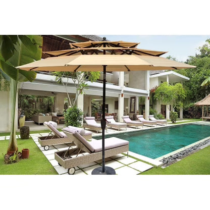 9Ft 3 Tier Patio Umbrella,Outdoor Umbrella with Crank & Tilt,Market Umbrella with Wind Vents,Water Resistant,UV Protection 40+,Canopy Umbrella for Patio/Garden/Pool/Table