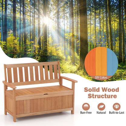 Gymax 48'' Storage Bench Wood Loveseat w/Slatted Backrest for Backyard Patio