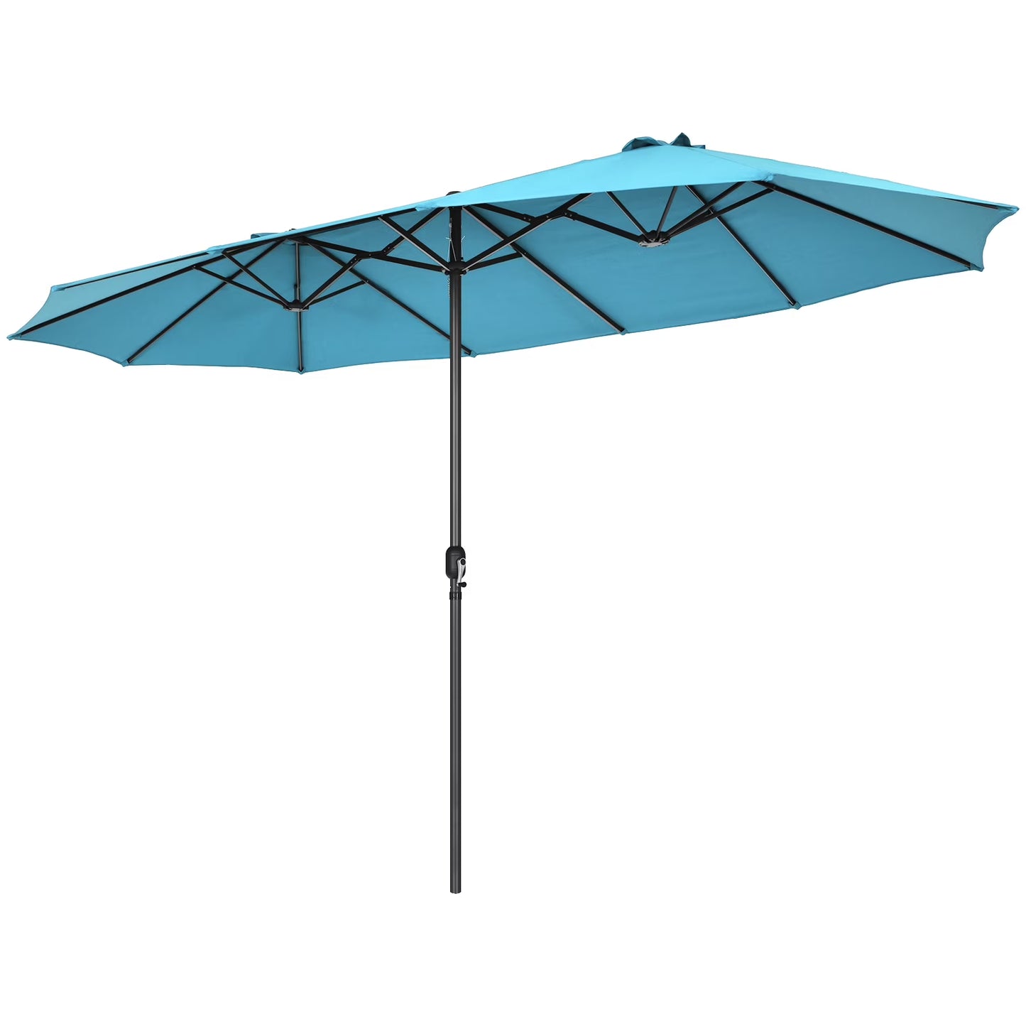 Patiojoy 15FT Double-Sided Twin Patio Umbrella Extra-Large Market Umbrella for Outdoor Navy