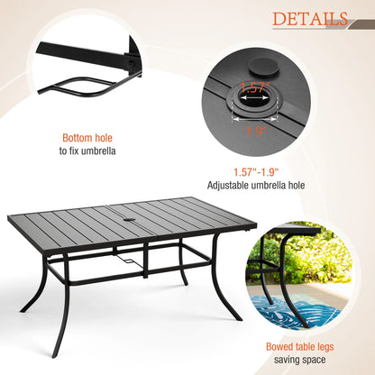Sophia & William 7-Piece Outdoor Patio Dining Set Metal Rattan Chairs and Steel Table