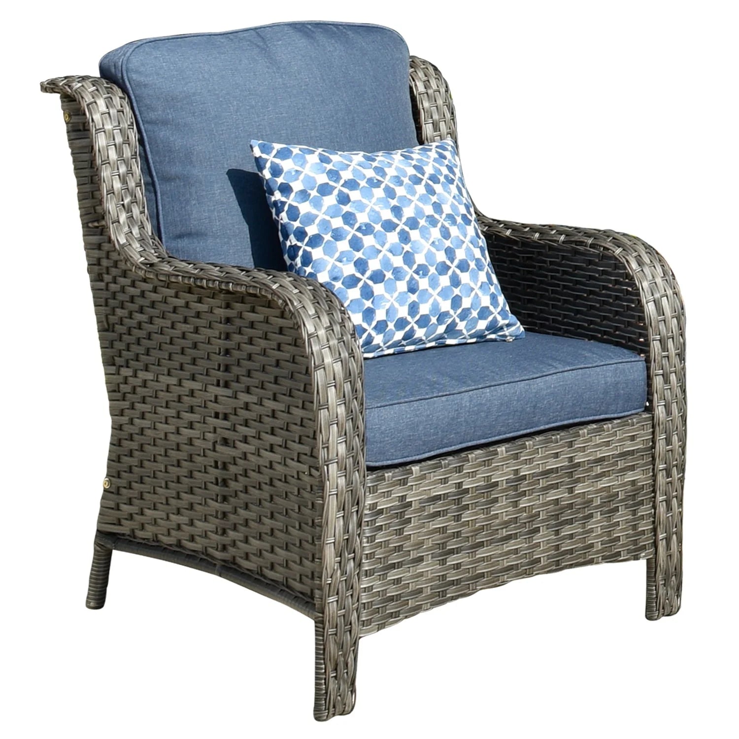 Ovios 5 Pieces Patio Furniture Wicker Rattan Patio Set with High-Back Comfort for Outdoors