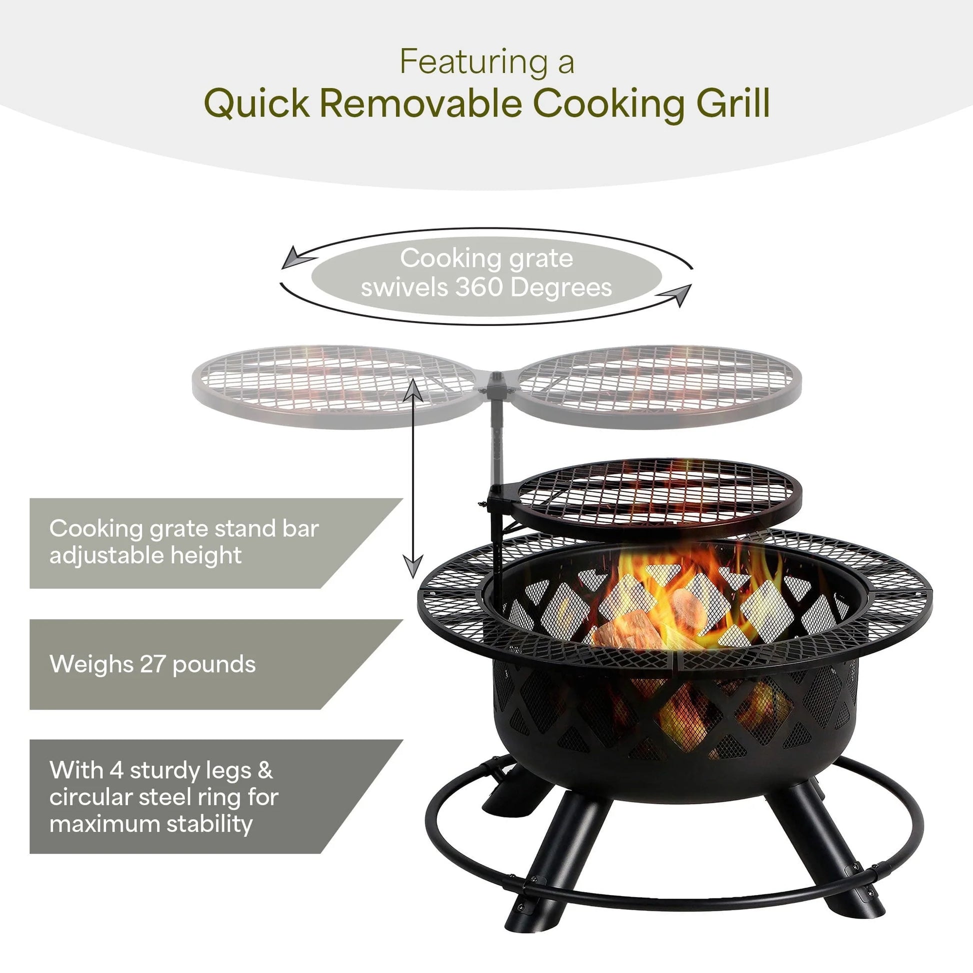 Four Seasons Courtyard Wood Burning Fire Pit Backyard Patio Fireplace