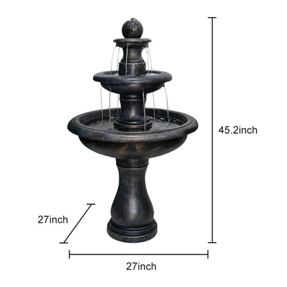 2 Tiered Floor Waterfall Fountain with Pump for Outdoor Patio Garden