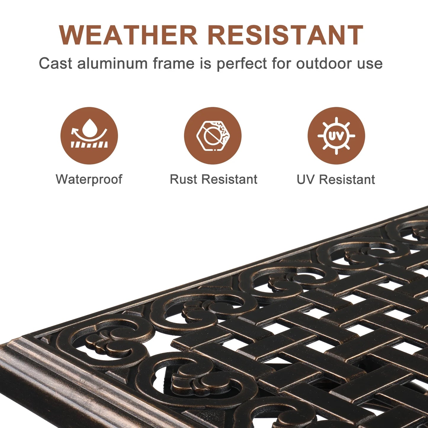 Ktaxon 31.5" Patio Bar Height Table, All-Weather Cast Aluminium Square Bar Bistro Table with 2" Umbrella Hole, Outdoor Tall Table for Porch Balcony Backyard Garden, Antique Bronze