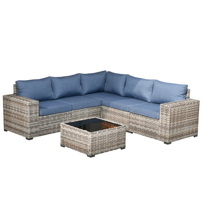 Ovios 6 Piece Outdoor Furniture All Weather Wicker Patio Conversation Sectional Sofa Set with Side Table for Garden Backyard